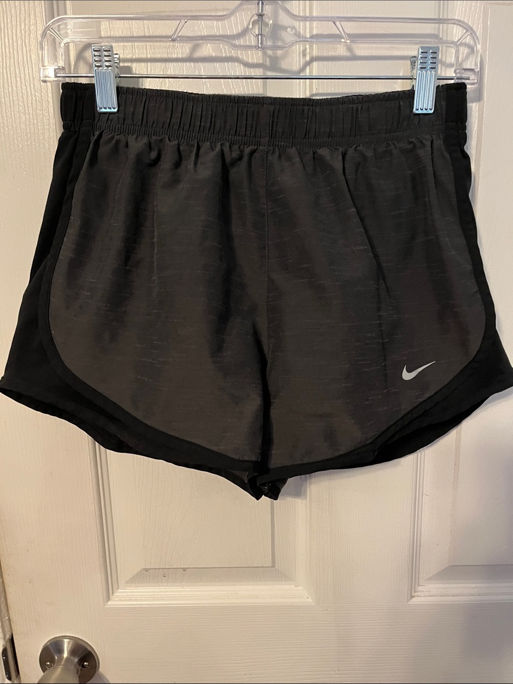 Nike Gray & Black Women’s Dri-FIT Athletic Shorts with Swoosh